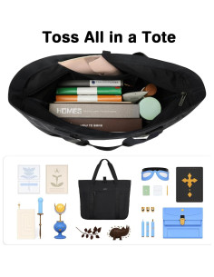 Bolsa Tote Voova Negra Plegable 51x35x15cm para Mujeres 2