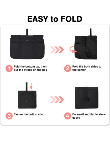 Bolsa Tote Voova Negra Plegable 51x35x15cm para Mujeres