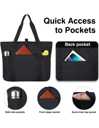 Bolsa Tote Voova Negra Plegable 51x35x15cm para Mujeres