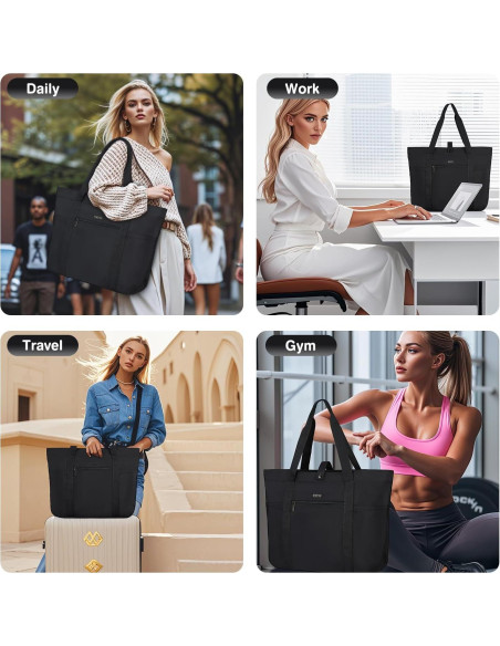 Bolsa Tote Voova Negra Plegable 51x35x15cm para Mujeres