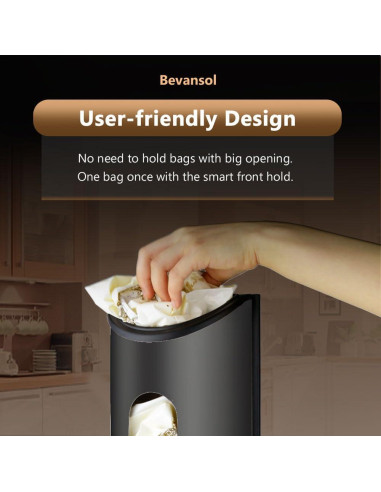 Soporte de Bolsa de Plástico Bevansol, Acero Inoxidable Negro