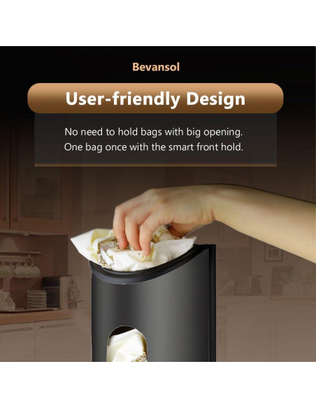 Soporte de Bolsa de Plástico Bevansol, Acero Inoxidable Negro