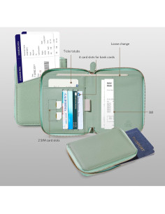 Funda para Pasaporte CoBak Verde Agave con Cierre Cremallera 2