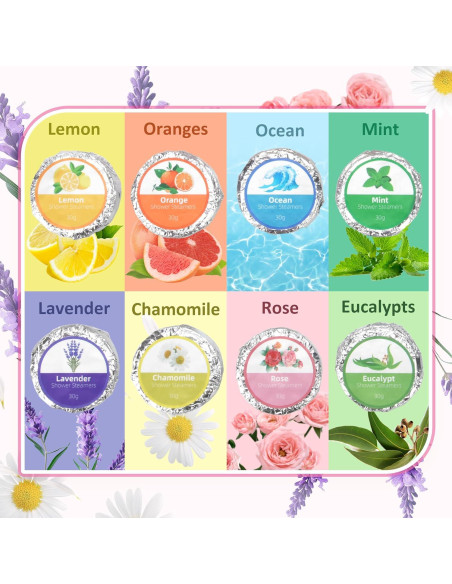 8 Vapores de Ducha LUVCOSY con Soporte de Silicona Azul