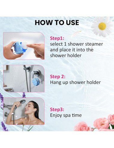 8 Vapores de Ducha LUVCOSY con Soporte de Silicona Azul