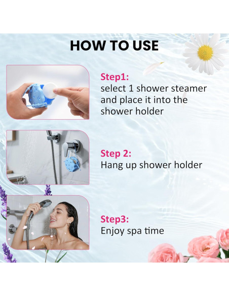 8 Vapores de Ducha LUVCOSY con Soporte de Silicona Azul