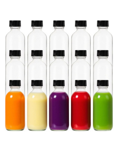 15 Botellas de Vidrio Boston 60ml FANSTINOW a Prueba de Fugas