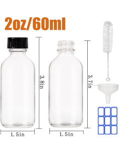 15 Botellas de Vidrio Boston 60ml FANSTINOW a Prueba de Fugas 2