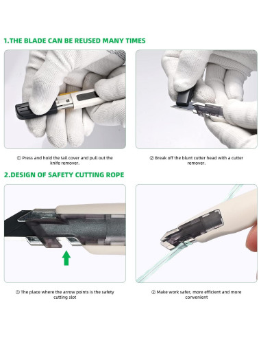 Cuchillo Utilitario Retráctil FOSHIO con 10 Cuchillas 9MM