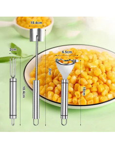 Juego de 3 Peladores de Maíz YUNYDSM - Acero Inoxidable 2