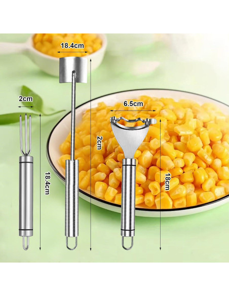 Juego de 3 Peladores de Maíz YUNYDSM - Acero Inoxidable