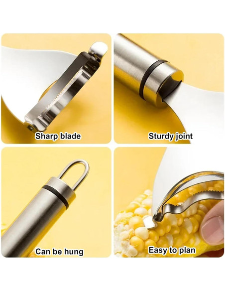 Juego de 3 Peladores de Maíz YUNYDSM - Acero Inoxidable