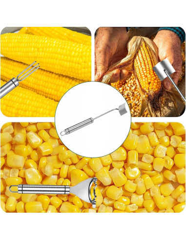 Juego de 3 Peladores de Maíz YUNYDSM - Acero Inoxidable