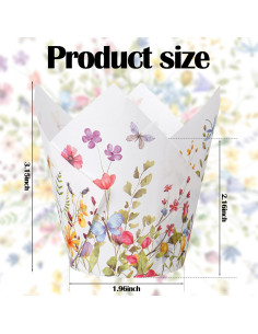 Forros de Cupcake Vesici 200 Piezas Tulipán Flores Silvestres 2
