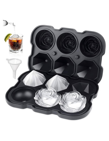 Bandeja de Hielo ZACHDEE Silicona 6 Bolas Flor 5.08 cm