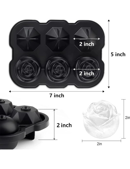 Bandeja de Hielo ZACHDEE Silicona 6 Bolas Flor 5.08 cm