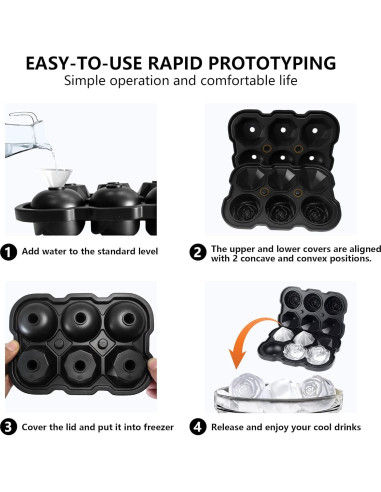 Bandeja de Hielo ZACHDEE Silicona 6 Bolas Flor 5.08 cm