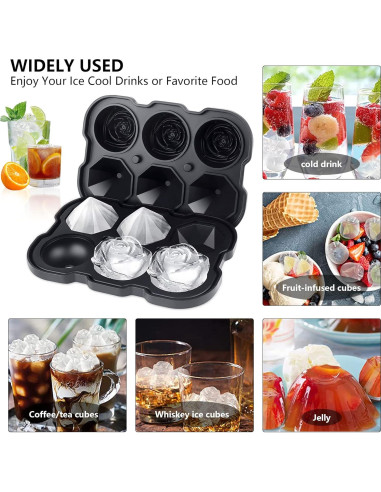 Bandeja de Hielo ZACHDEE Silicona 6 Bolas Flor 5.08 cm