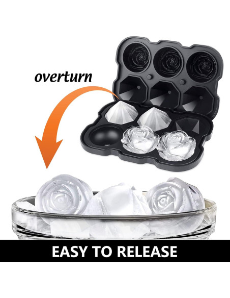 Bandeja de Hielo ZACHDEE Silicona 6 Bolas Flor 5.08 cm