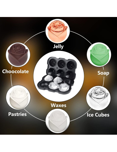 Bandeja de Hielo ZACHDEE Silicona 6 Bolas Flor 5.08 cm