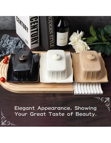 Tazón para Mantequilla Cerámica Dormercy 19 cm con Tapa Negro