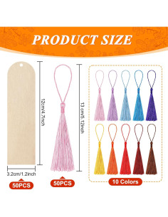 50 Marcadores de Madera Sin Terminar Ira Pollitt con Borlas 2