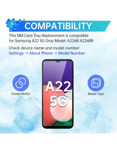Bandeja de tarjeta SIM para Samsung Galaxy A22 5G - Gris 2