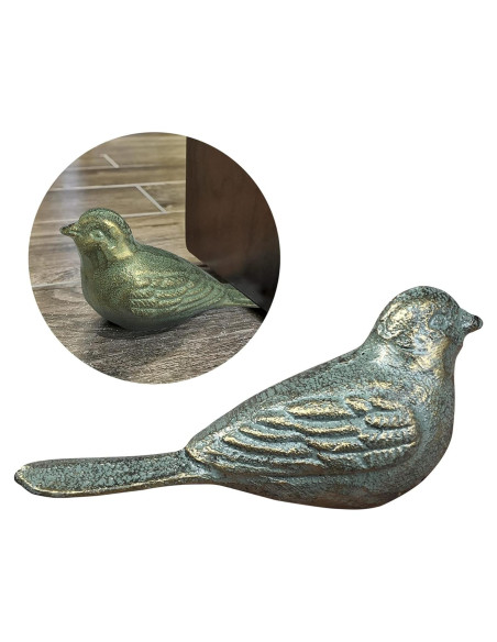 Tope de puerta decorativo Livfodrm ave hierro fundido oro verde