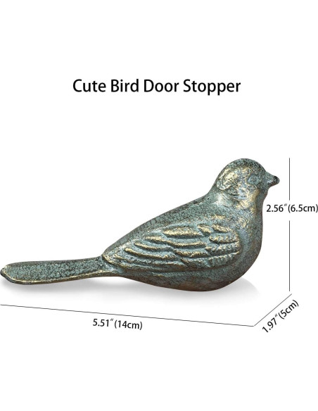 Tope de puerta decorativo Livfodrm ave hierro fundido oro verde