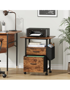 Gabinete de Archivos GYIIYUO 2 Cajones con Mesa 61 cm Marrón Claro 2