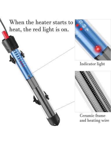 Calentador de Acuario Submersible FEDOUR 100W para 10-30 Galones