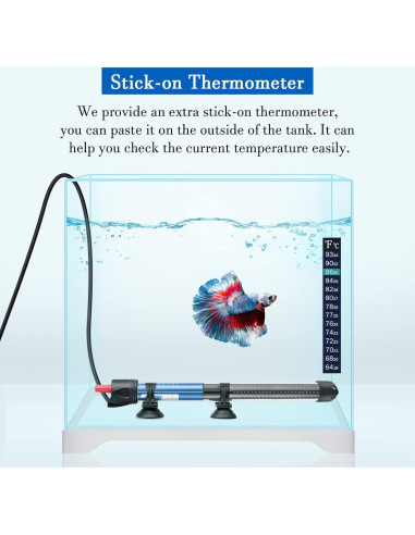 Calentador de Acuario Submersible FEDOUR 100W para 10-30 Galones