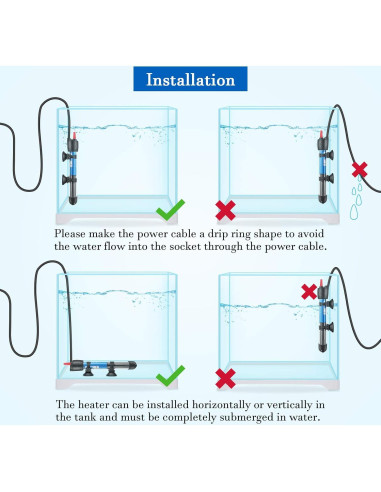 Calentador de Acuario Submersible FEDOUR 100W para 10-30 Galones