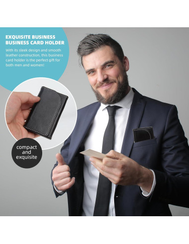 Soporte Minimalista para Tarjetas YURU - Cartera RFID Piel Negra