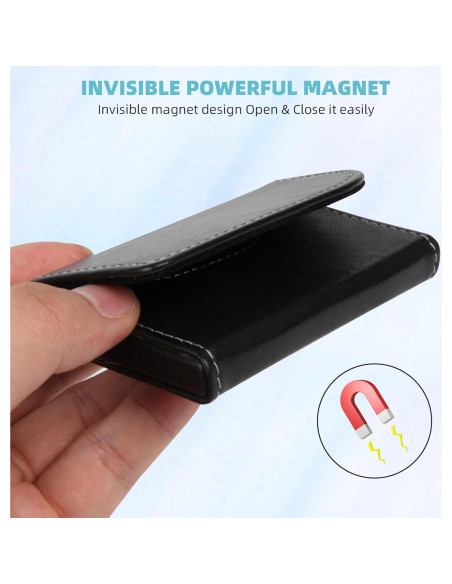 Soporte Minimalista para Tarjetas YURU - Cartera RFID Piel Negra