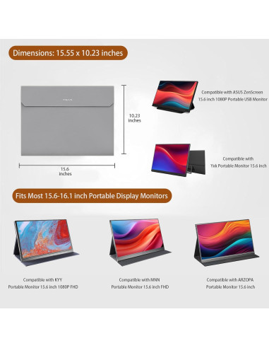 Funda de Monitor Portátil MOSISO 16.1" Gris Impermeable