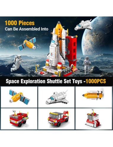 Set de Bloques de Construcción Espacial Lustus 1000 Pcs 6-en-1