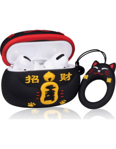 Funda de Silicona 3D para Airpods Pro 2019/Pro 2 Gen 2022 - Gato Negro 2