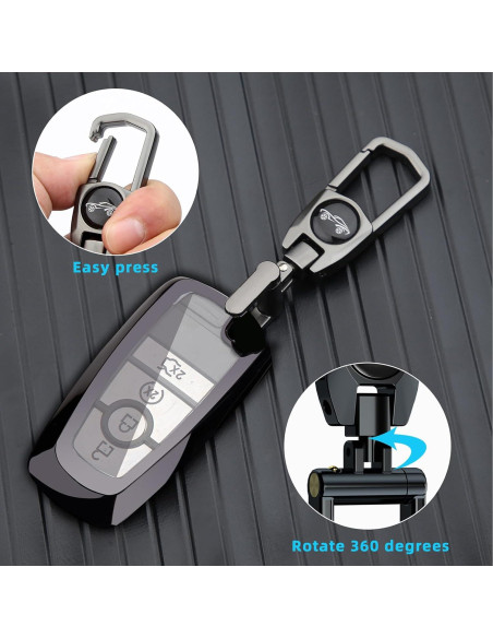 Funda de Llave de Coche Ford Juedarli con Llavero Negro