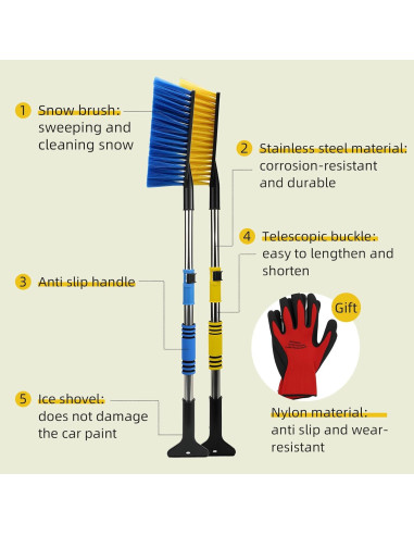 Cepillo de Nieve Telescópico Nexcrate SU002 80cm con Raspador