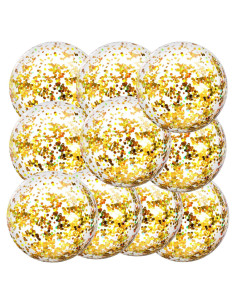 Civaner 10 Pelotas de Playa Inflables Brillantes 40 cm Dorado