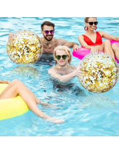Civaner 10 Pelotas de Playa Inflables Brillantes 40 cm Dorado 2