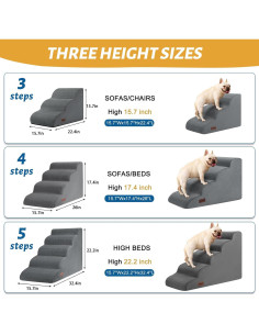 Escalones para Perros AODISMAN 4 Pasos Antideslizantes 44.2 cm Gris 2