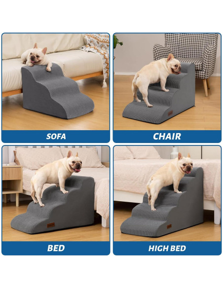Escalones para Perros AODISMAN 4 Pasos Antideslizantes 44.2 cm Gris