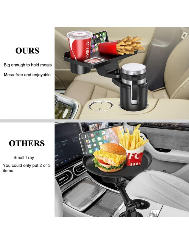 Bandeja para Portavasos de Coche Yziixi 2 en 1 Ajustable 24.9 cm