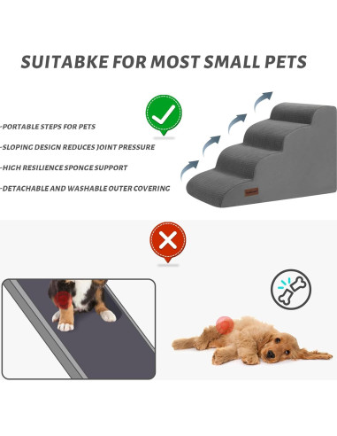 Escalones para Perros AODISMAN 4 Pasos Antideslizantes 44.2 cm Gris
