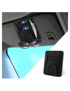 Organizador de Visera de Coche PACLVIO de Cuero Negro 12.5x15.5cm