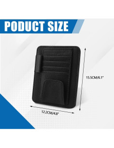 Organizador de Visera de Coche PACLVIO de Cuero Negro 12.5x15.5cm 2