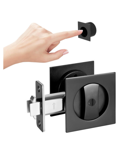 Cerradura de puerta corredera Aesytava negra mate 6.03 cm