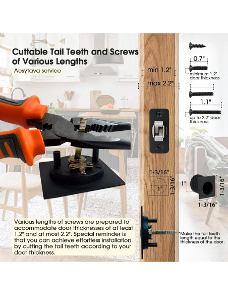 Cerradura de puerta corredera Aesytava negra mate 6.03 cm